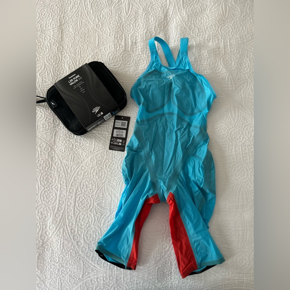 Speedo Blue and Red Women's Swim One Piece